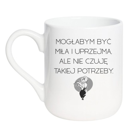 Elegancki kubek biały 330 ml z humorystycznym tekstem dla koleżanki z pracy.