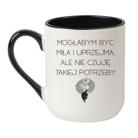 Elegancki kubek biało-czarny 330 ml z napisem dla kobiety z charakterem i poczuciem humoru.