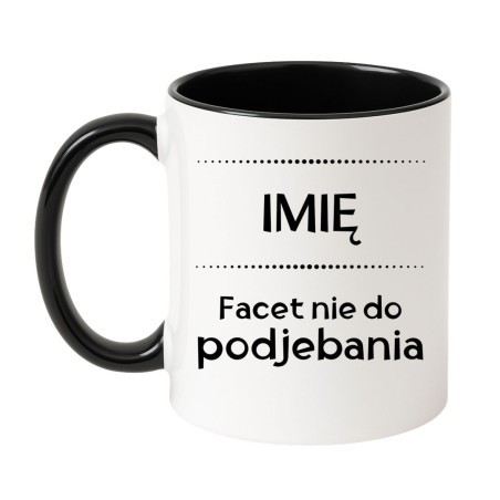 Kubek biało-czarny 330 ml z imieniem i zabawnym napisem dla mężczyzny