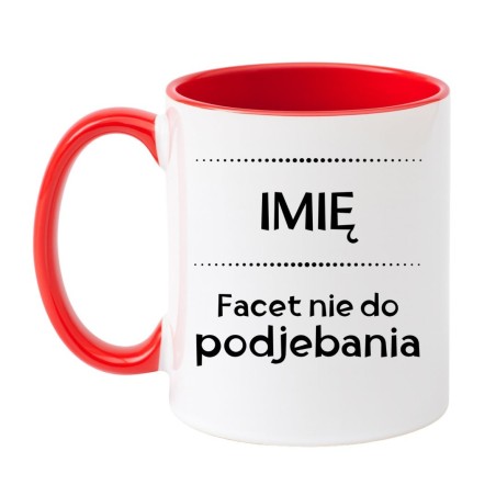 Kubek biało-czerwony 330 ml z imieniem i odważnym tekstem dla faceta