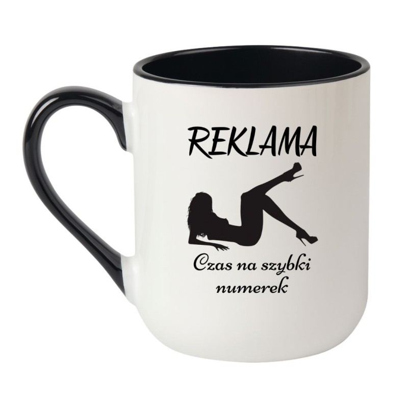 Elegancki kubek biało-czarny 330 ml z odważnym tekstem dla osób z dystansem