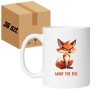 Karton hurtowy kubków z grafiką lisa i napisem „What the Fox”