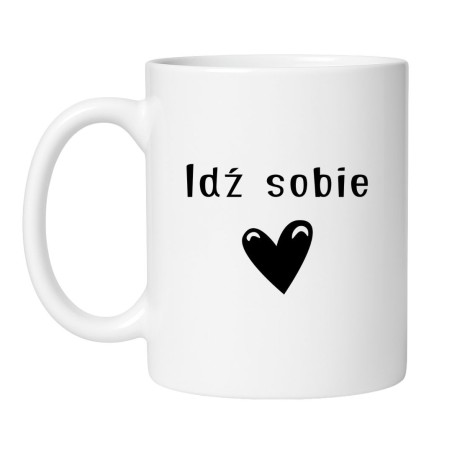 Kubek biały z napisem „Idź sobie” – prezent dla fana sarkazmu