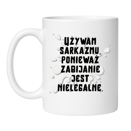 Kubek z zabawnym napisem idealny prezent dla fana czarnego humoru