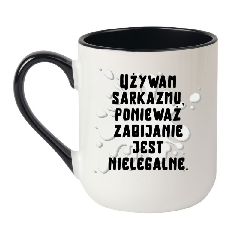 Oryginalny kubek z napisem dla miłośników czarnego humoru