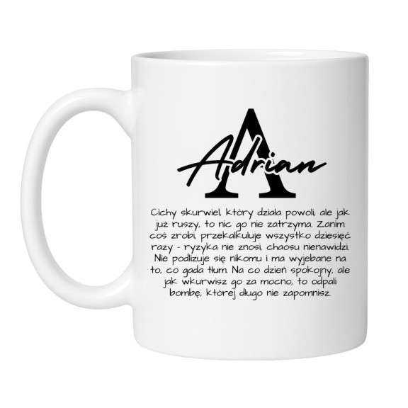 Śmieszny kubek z imieniem Adrian idealny na prezent