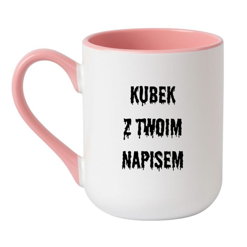 Kubek ceramiczny personalizowany – krwawa czcionka, oryginalny design