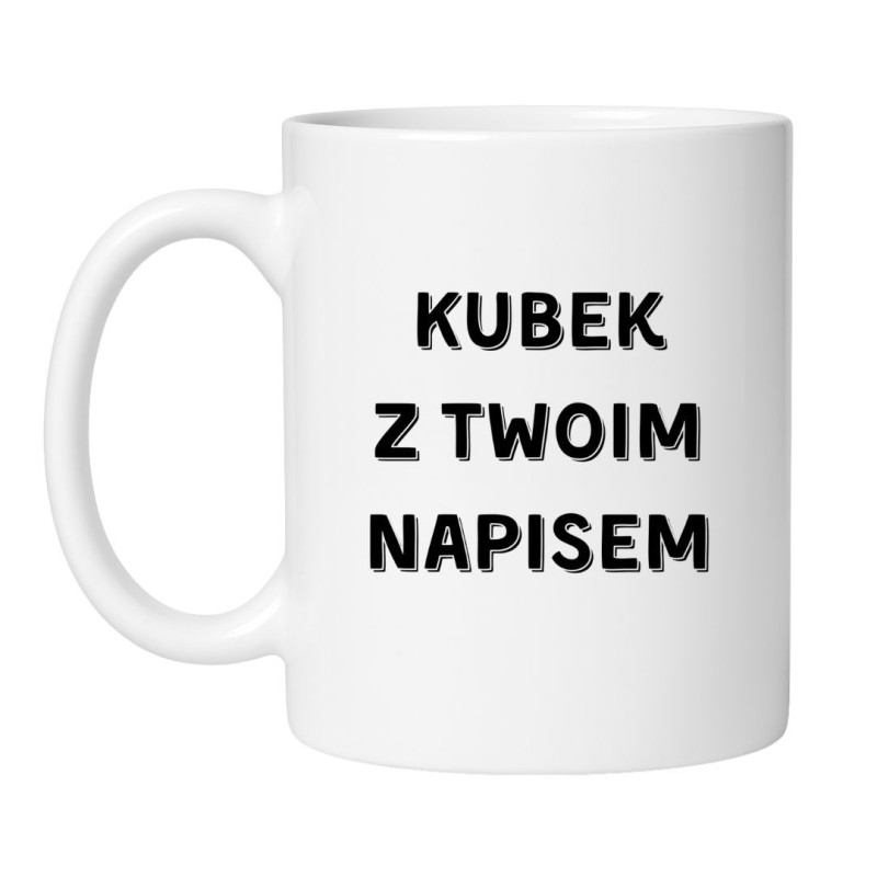 Personalizowany kubek biały – śmieszny prezent w komiksowej czcionce