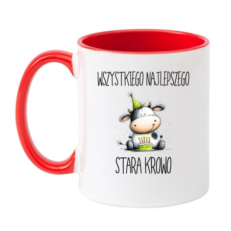Kubek biało-czerwony 330 ml ze śmiesznym nadrukiem – wyjątkowy prezent urodzinowy, oryginalny gadżet do biura.