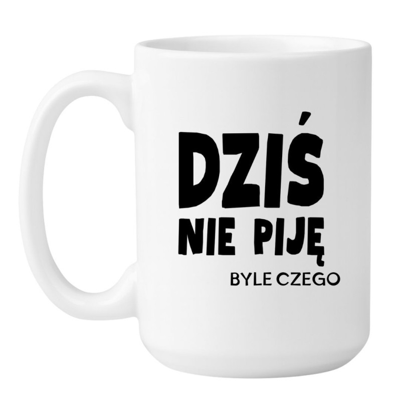 Kubek duży biały 450 ml z nadrukiem tekstowym – pojemny model dla kawoszy, idealny do herbaty lub porannej kawy.