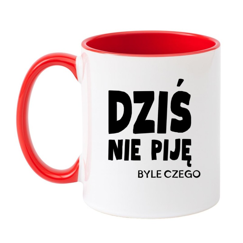 Kubek biało-czerwony 330 ml ze śmiesznym napisem – humorystyczny prezent, świetny wybór dla miłośników herbaty.