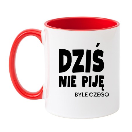 Kubek biało-czerwony 330 ml ze śmiesznym napisem – humorystyczny prezent, świetny wybór dla miłośników herbaty.
