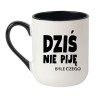 Kubek elegancki biało-czarny 330 ml z nadrukiem humorystycznym – praktyczny gadżet biurowy, must-have dla kawoszy.