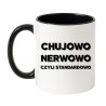 Kubek biało-czarny 330 ml z chamskim nadrukiem – śmieszny prezent do biura, świetny gadżet dla dorosłych z dystansem.