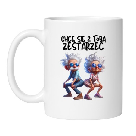 Śmieszny kubek biały 330 ml z humorystyczną grafiką – kubek dla zakochanych, doskonały gadżet do domu.