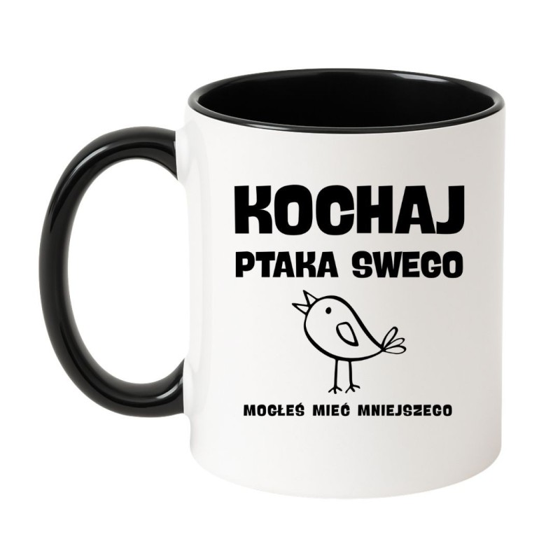 Kubek biało-czarny 330 ml z zabawnym nadrukiem – humorystyczny prezent dla znajomego, must-have kubek.