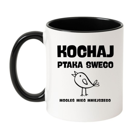 Kubek biało-czarny 330 ml z zabawnym nadrukiem – humorystyczny prezent dla znajomego, must-have kubek.