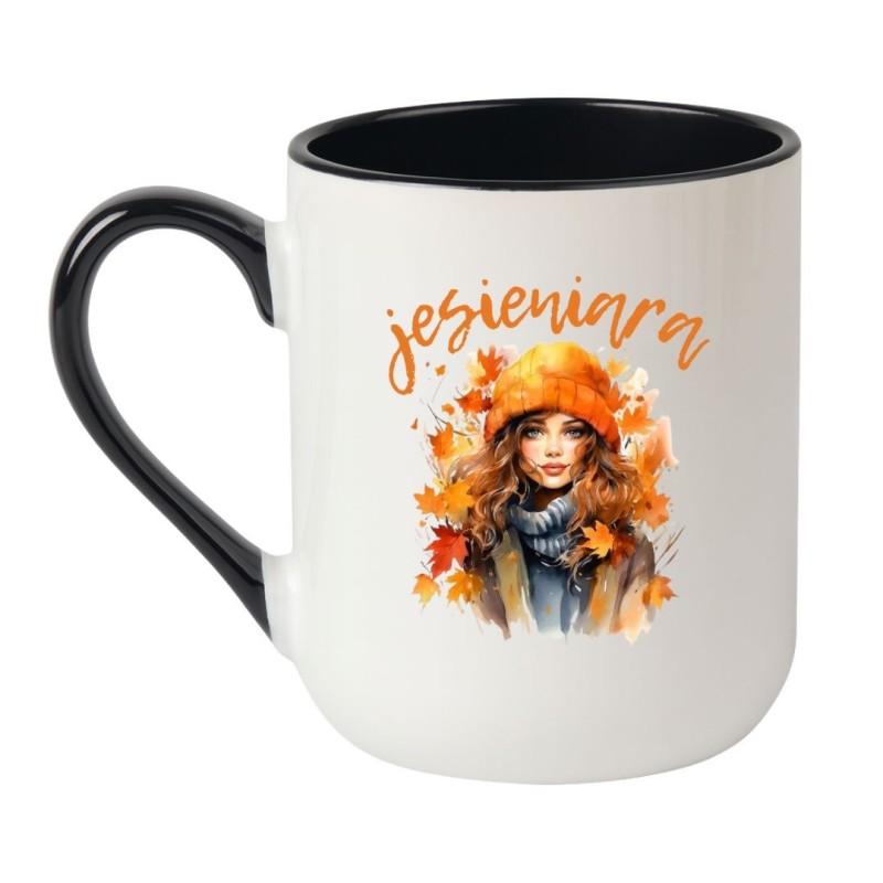 Kubek elegancki biało-czarny 330 ml z motywem jesieni – elegancki kubek z grafiką, idealny dodatek do kuchni.