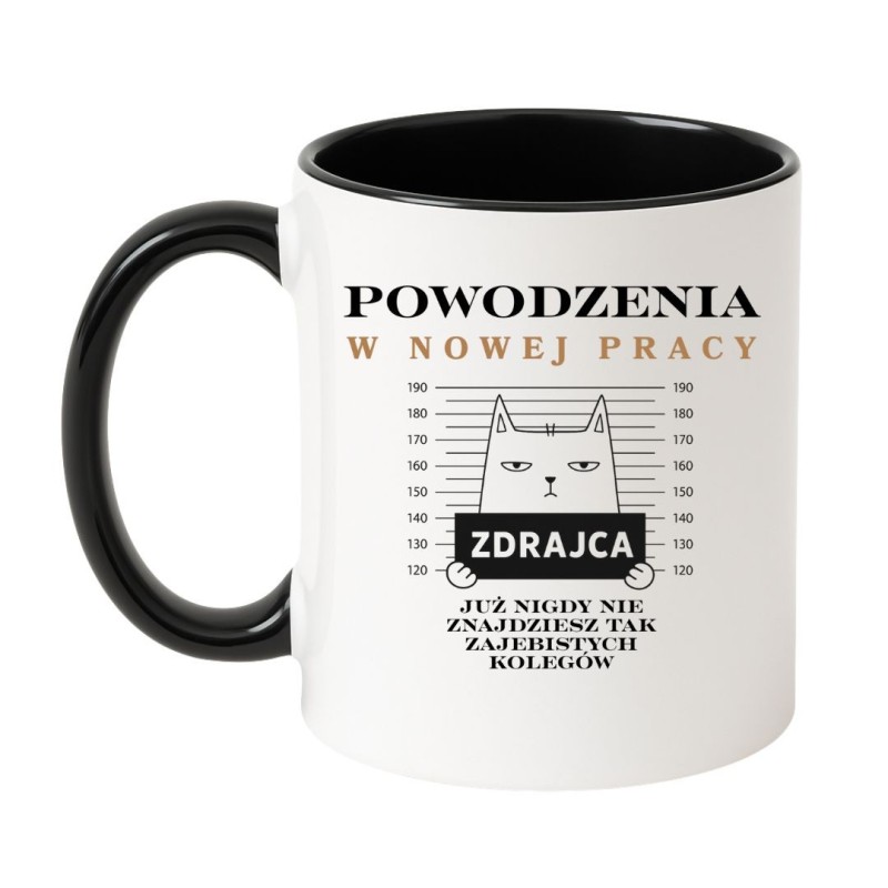 Kubek biało-czarny 330 ml z humorystycznym obrazkiem – prezent dla kolegi zmieniającego pracę, sprawdź bestseller.