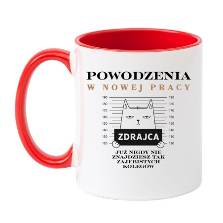 Kubek biało-czerwony 330 ml ze śmiesznym napisem – idealny do biura lub domu, doskonały prezent dla znajomego.