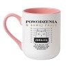 Kubek elegancki biało-różowy 330 ml z nadrukiem – zabawny kubek dla niej, prezent dla koleżanki z pracy.
