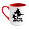 Kubek elegancki biało-czerwony 330 ml z grafiką wiedźmy – śmieszny kubek dla kobiet z charakterem, bestseller.