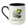 Kubek elegancki biało-czarny 330 ml z nadrukiem żaby – śmieszny kubek z napisem, must-have dla super taty.