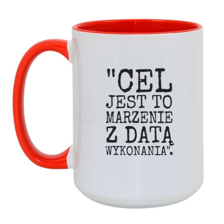Kubek duży biało-czerwony 450 ml z inspirującym nadrukiem – idealny dla fanów kawy.