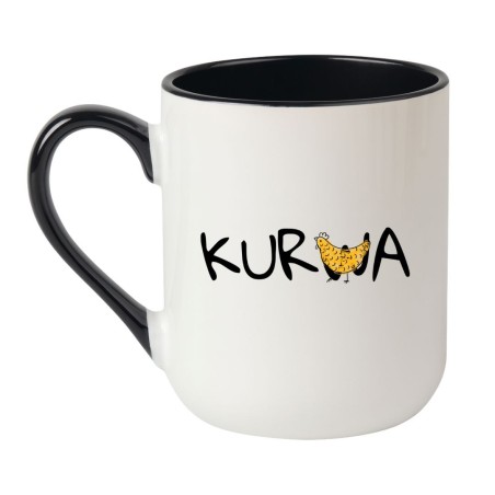 Kubek elegancki biało-czarny 330 ml z nadrukiem – oryginalny gadżet do biura.