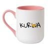 Kubek elegancki biało-różowy 330 ml z zabawnym motywem – kubek z humorem, must-have.