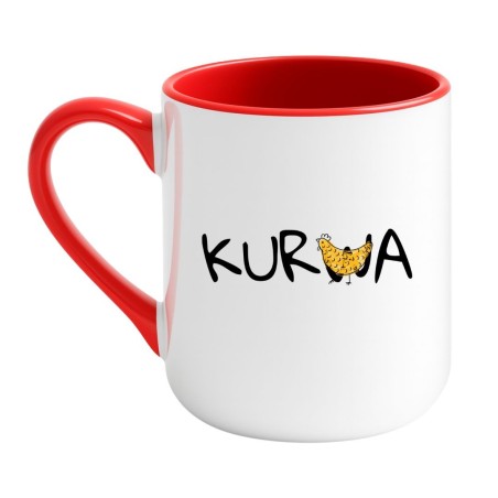 Kubek elegancki biało-czerwony 330 ml ze śmiesznym nadrukiem – kubek bez cenzury.