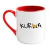 Kubek elegancki biało-czerwony 330 ml ze śmiesznym nadrukiem – kubek bez cenzury.
