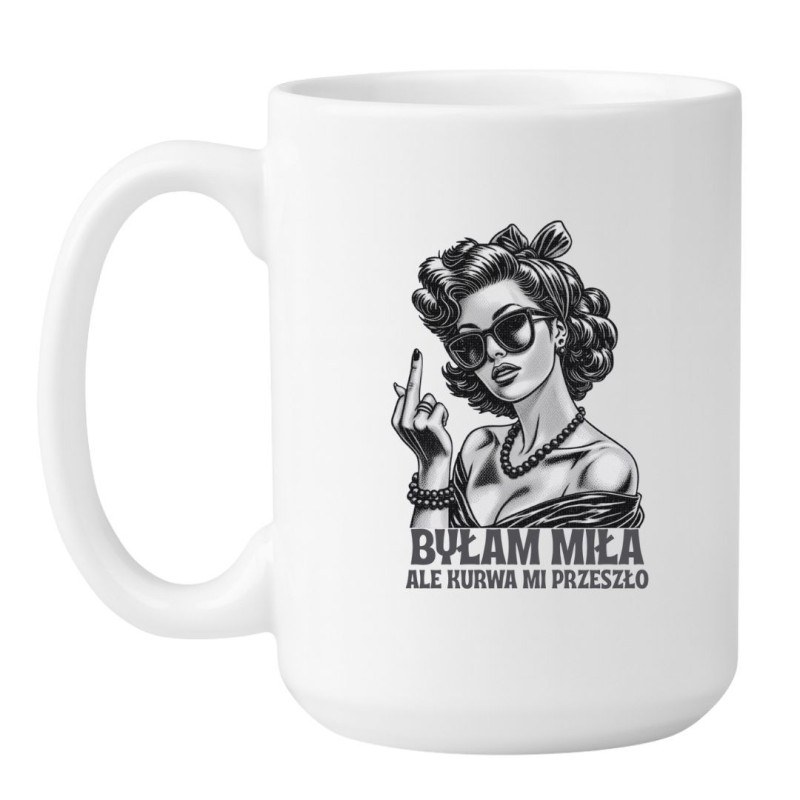 Kubek duży biały 450 ml z chamskim napisem – kubek z grafiką bez cenzury, bestseller.