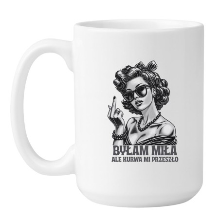 Kubek duży biały 450 ml z chamskim napisem – kubek z grafiką bez cenzury, bestseller.