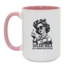Kubek duży biało-różowy 450 ml z nadrukiem – chamski kubek z kobietą retro, prezent z pazurem.