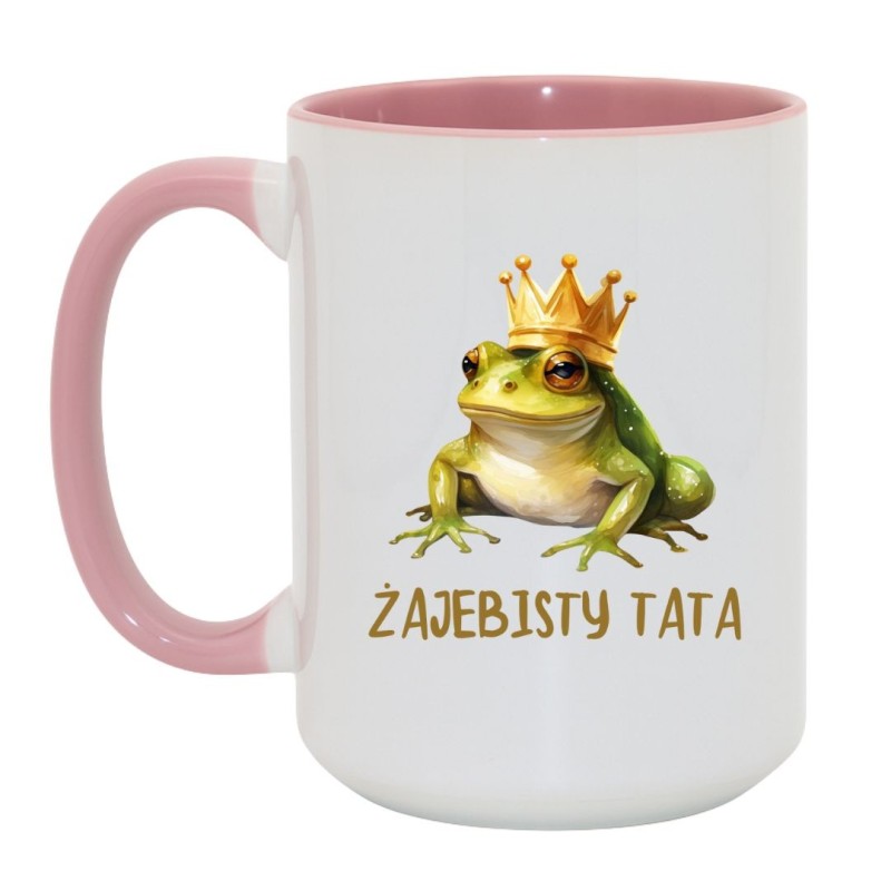 Kubek duży biało-różowy 450 ml z nadrukiem – zabawny kubek z grafiką, świetny dla fanów humoru.