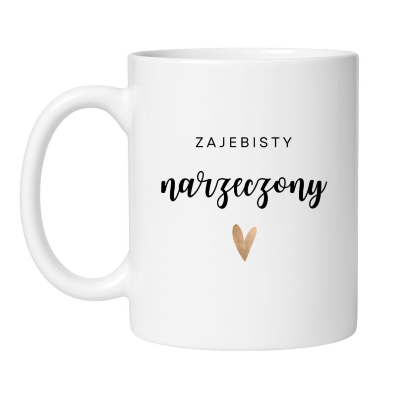 Śmieszny kubek biały 330 ml z nadrukiem – zabawny napis o narzeczonym, prezent z humorem.