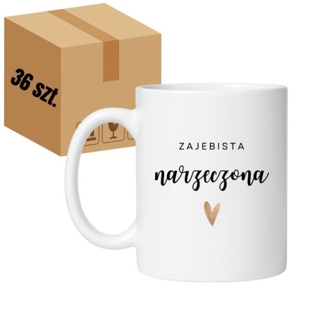 Kubek biały 330 ml z napisem – zestaw 36 sztuk HURT, kubki z nadrukiem dla narzeczonych.