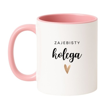 Kubek biało-różowy 330 ml z napisem – humorystyczny wzór, prezent dla kolegi z poczuciem humoru.