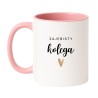 Kubek biało-różowy 330 ml z napisem – humorystyczny wzór, prezent dla kolegi z poczuciem humoru.