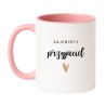 Kubek biało-różowy 330 ml z napisem – elegancki motyw, kubek z sercem dla przyjaciela.