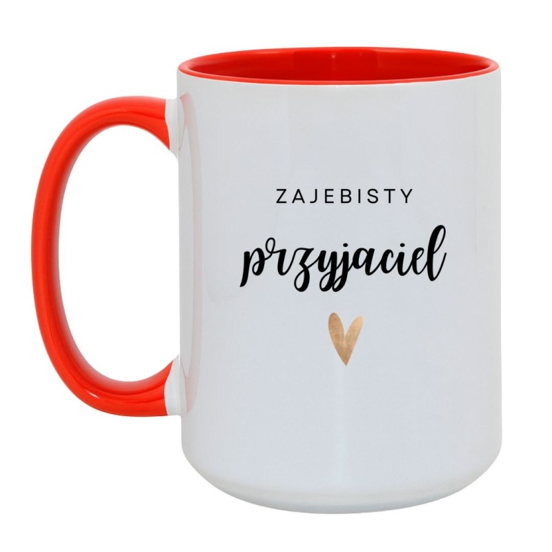Kubek duży biało-czerwony 450 ml z napisem – kubek z nadrukiem, must-have dla przyjaciela.