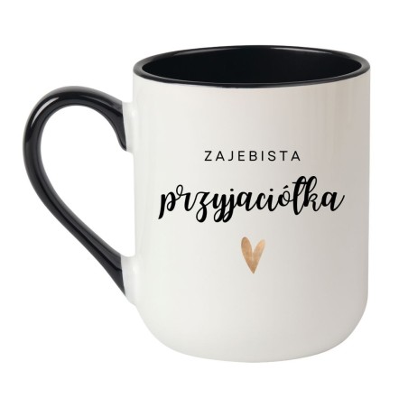 Kubek elegancki biało-czarny 330 ml z napisem – minimalistyczny nadruk, stylowy kubek do biura.