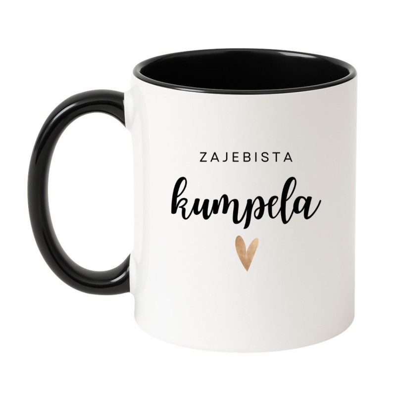 Kubek biało-czarny 330 ml z napisem – klasyczny kubek z nadrukiem, prezent dla kumpeli.