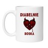 Kubek z napisem Diabelnie Boska – zmysłowy design