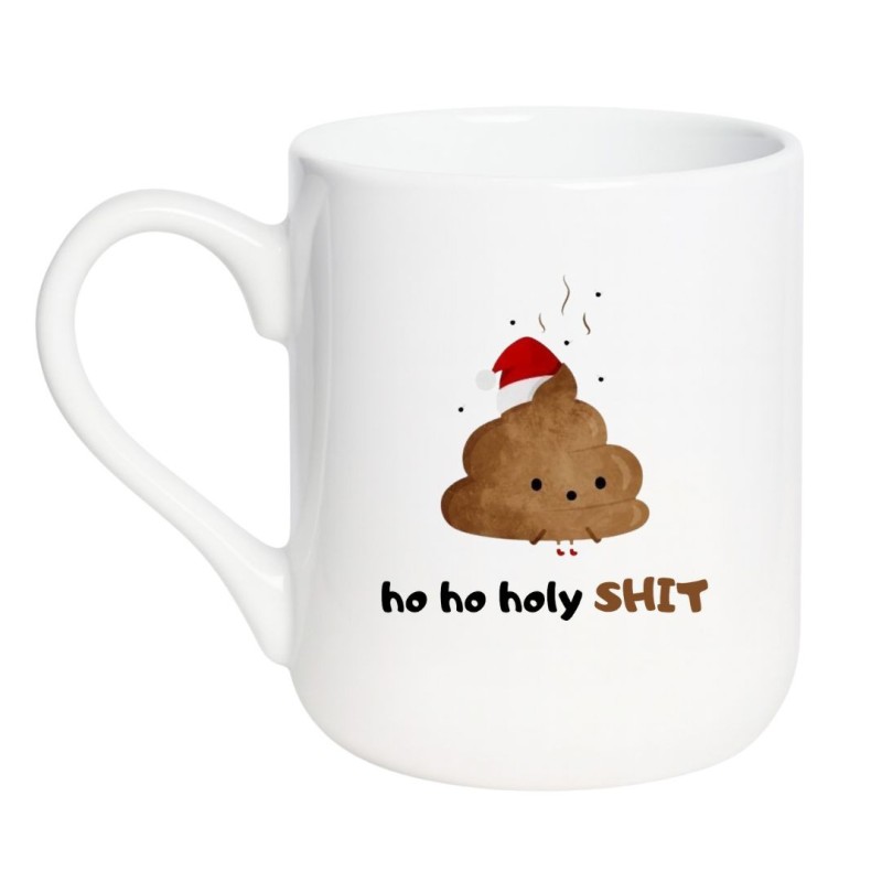 Kubek z napisem Ho Ho Holy Shit – humor świąteczny