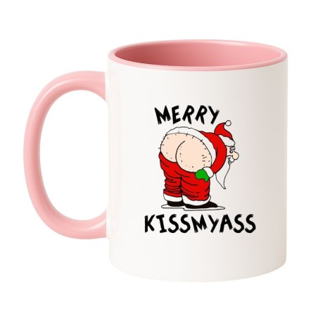 Kubek Mikołaj z napisem Kiss My Ass – prezent na święta