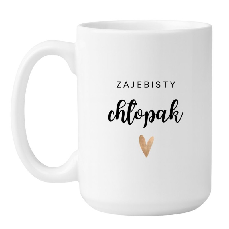 Kubek duży biały 450 ml z napisem – kubek z nadrukiem dla chłopaka, must-have dla kawosza.