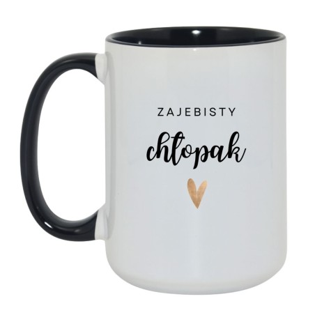 Kubek duży biało-czarny 450 ml z napisem – kubek dla chłopaka z nadrukiem, idealny do herbaty.