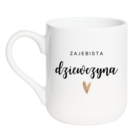 Kubek elegancki biały 330 ml z napisem – stylowy kubek z nadrukiem dla dziewczyny, must-have.